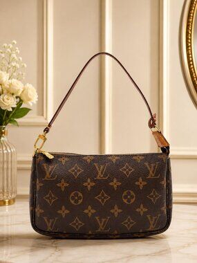 Authentic Louis Vuitton Pochette Accessoires Monogram Canvas Shoulder Bag